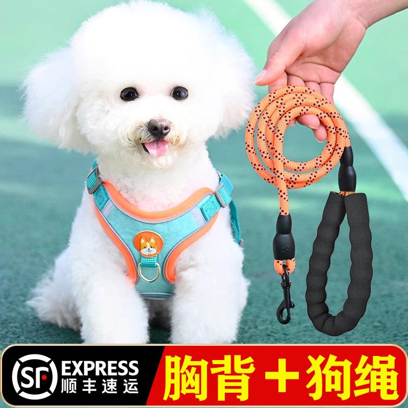 狗狗牵引绳背心式幼犬小型犬比熊泰迪博美宠物胸背带遛狗绳小狗链
