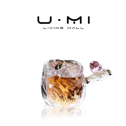 U Mi LIVING·自在 | 杯具水晶玻璃品茗杯小鸟侧把耐热茶杯主人杯