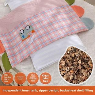 儿童纯荞麦皮枕头小幼儿园宝宝专用小学生午睡硬枕芯带枕套一对装