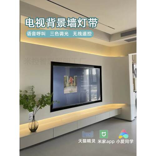 全光谱护眼悬挂式电视背景墙灯，带Led灯带电视柜传感器大气不干