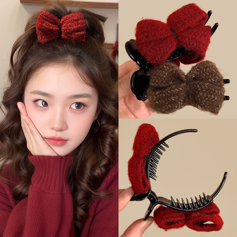 红色新年高马尾抓夹女2025新款后脑勺丸子头发夹盘发神器发卡头饰