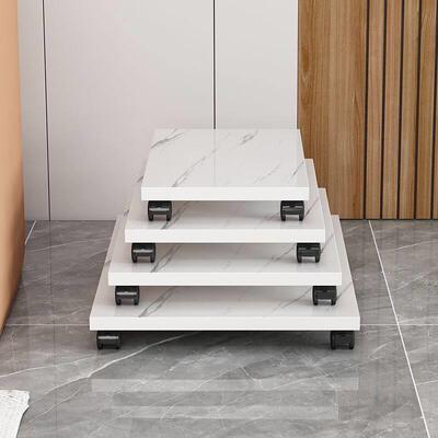 可移动垫高底座长方形托盘花盆底座带万向轮轮轱承重木质托架带轮