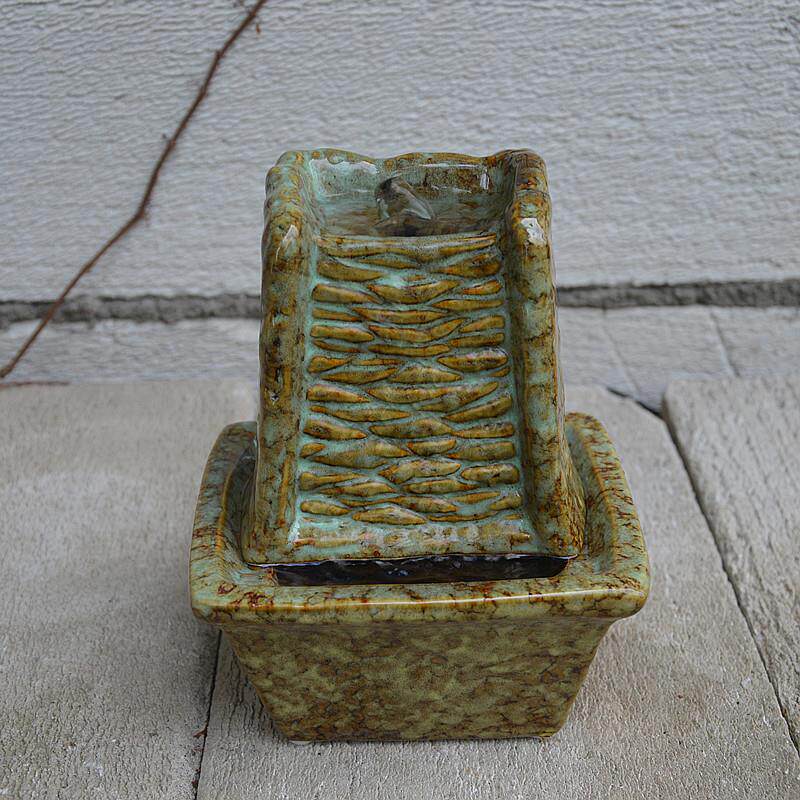 陶瓷工艺品陈设欧式小瀑布喷泉流水加湿器家居桌面客厅装饰小摆件