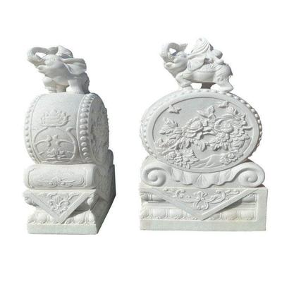 石雕门墩抱鼓石一对汉白玉大象青石貔貅狮子家用庭院镇宅招财摆件