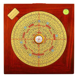 吉瑞堂红木四面方盘风水盘正品高精度激光专业纯铜三合综合罗经盘