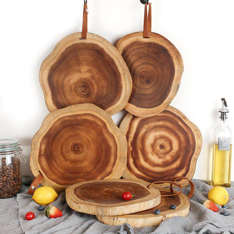 四夕郎实木菜板自然木纹茶盘辅食砧板相思木案板原木水果装饰托盘