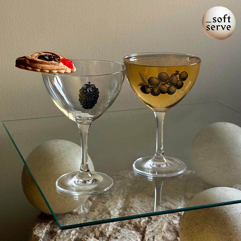 SoftServe柔软供应《线 线条果实》印花高级感高脚杯微醺玻璃红酒