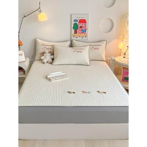 夏季冰丝乳胶凉席三件套床笠款折叠宿舍学生单人可水洗家用空调席