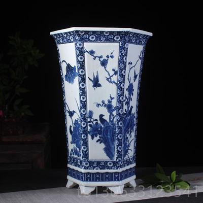 高档景德镇陶瓷器仿古青瓷花摆件装饰品中复古茶楼大号花花瓶盆式