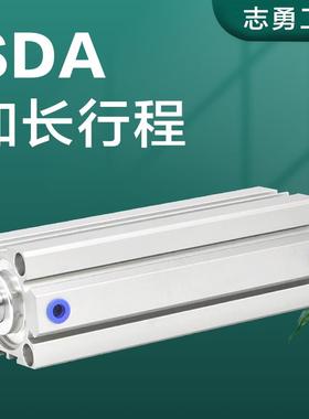 SDA薄型加长气缸25 32 40 50 63 80 100X120X150X200SB方型长行程
