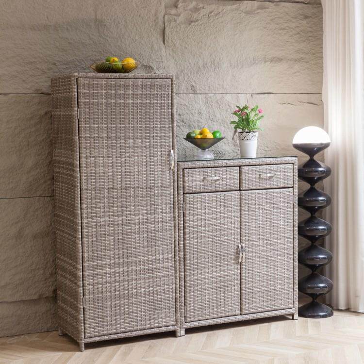 户外藤编储物柜防水防晒电梯厅家用门口鞋柜定制尺寸阳台杂物柜