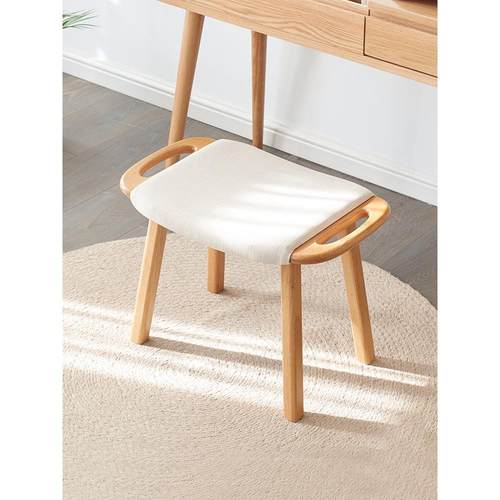 北欧实木梳妆凳现代简约橡木小凳子小户型家用卧室软包矮凳化妆凳