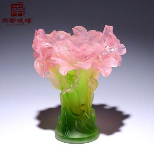 高级感古法琉璃珐瑯彩花瓶摆件一对乔迁新居礼物轻奢高档水晶装饰