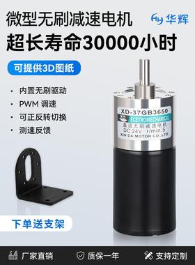 37GB-3650直流无刷减速电机12v24伏微型大扭力齿轮调速低速小马达