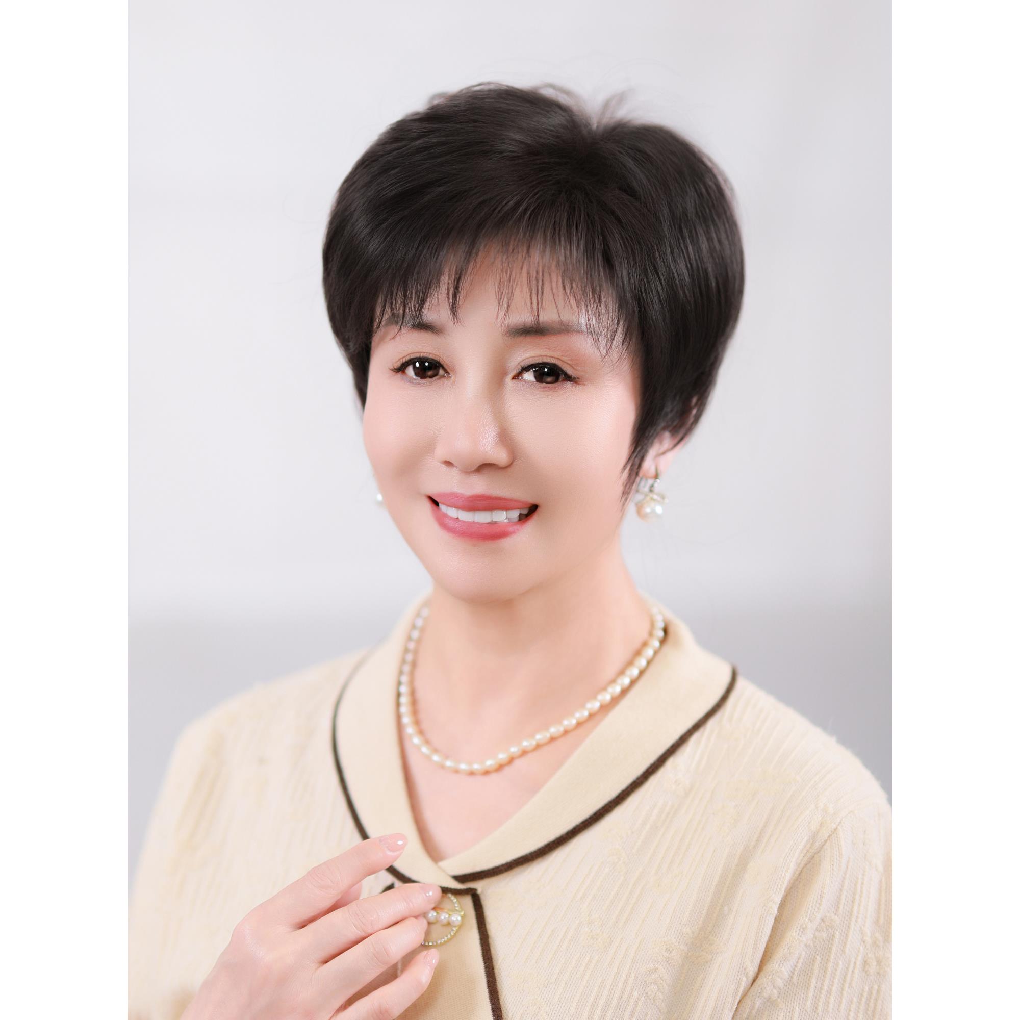 采购产品中老年妇女和母亲假发,真发假发,全自然薄短发,黑色假