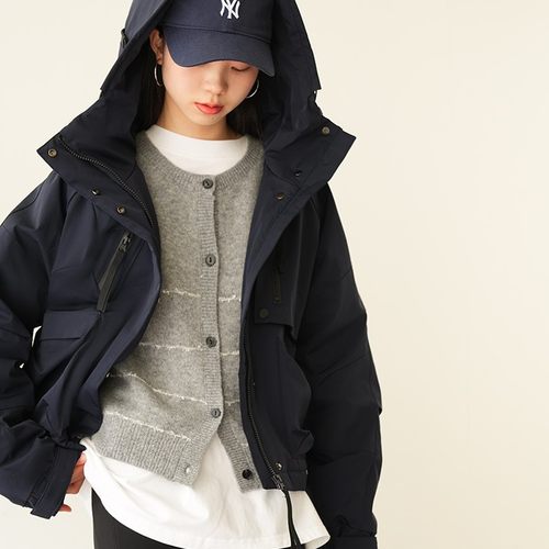 《丽丽姐专享》五防面料/90白鹅绒工装风连帽羽绒服女冬＜QYZK018