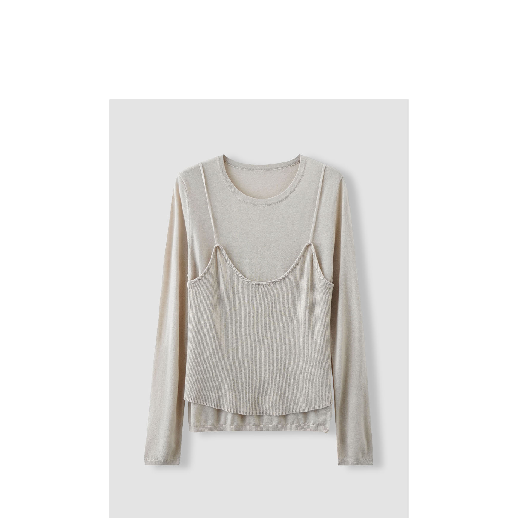 小黑妞专享 莱赛尔桑蚕丝山羊绒羊毛假两件针织衫QYZK013X