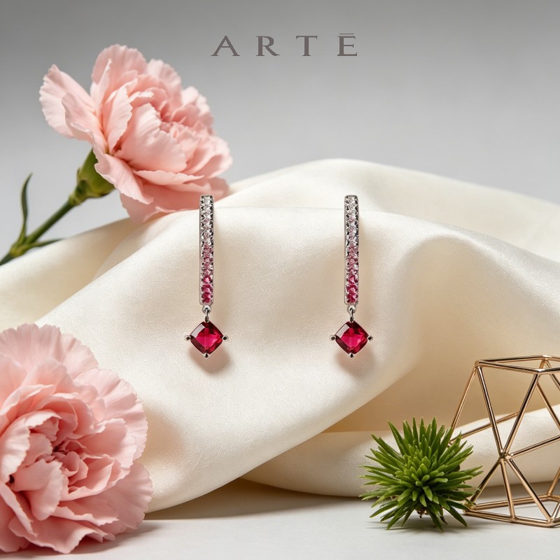 ARTE/艾尔蒂SPRINKLES系圆形高级感轻奢设计红宝石耳环女七夕礼物