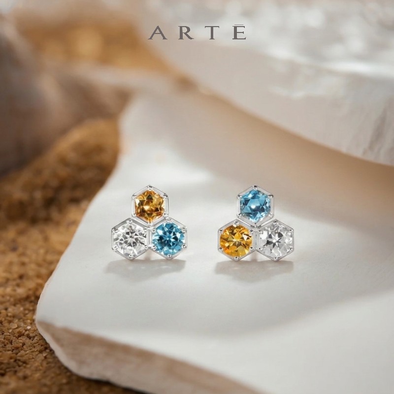 ARTE/艾尔蒂HEX瑞士蓝托耳钉
