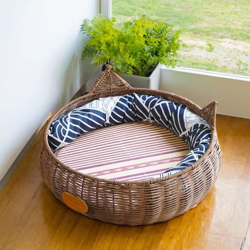 猫窝夏季夏天清凉四季通用藤编网红猫抓窝猫舍猫房子宠物窝猫咪窝