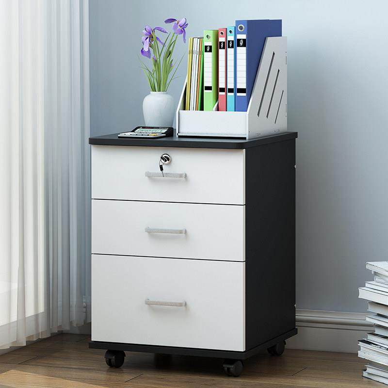 免安装办公柜a4带锁三抽屉落地式文件柜资料柜移动储物矮柜桌下柜