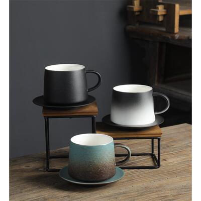 【覆古陶瓷杯碟】350ml窑变哑光耐高温渐层色下午茶杯水杯咖啡杯