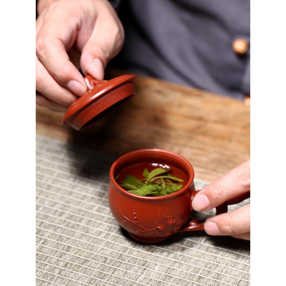 宜兴纯手工带盖泡茶紫砂杯男女非陶瓷茶具小茶杯