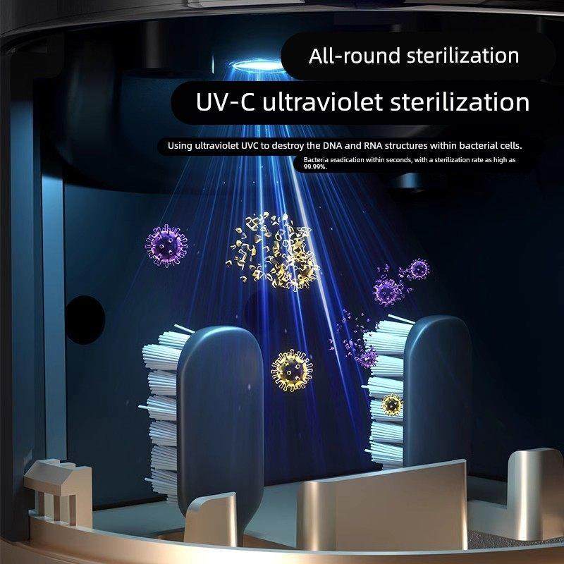 智能牙刷消毒器电动壁挂式紫外线杀菌烘干牙膏免打孔牙杯置物架