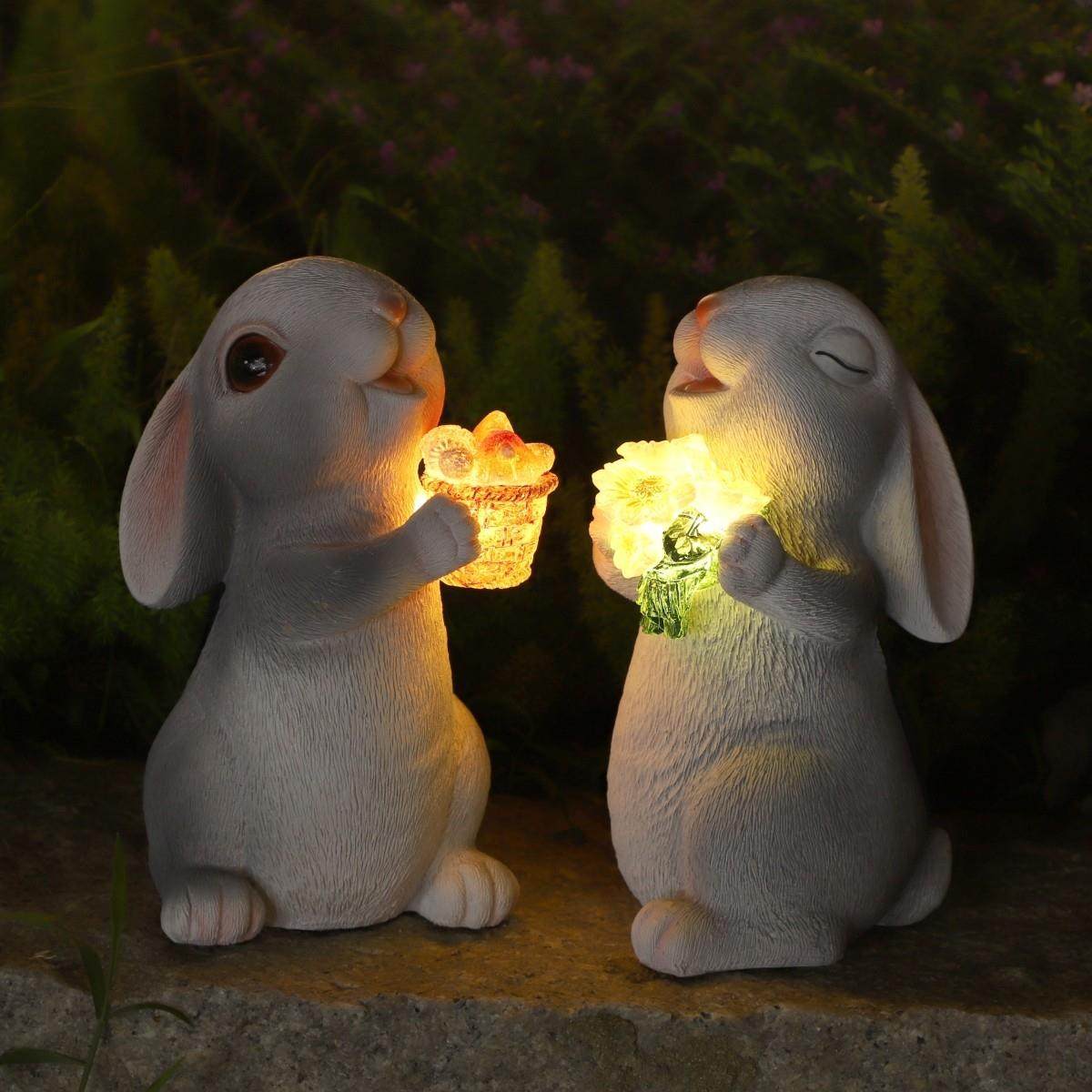 太阳能仿真动物庭院灯可爱捧花蝴蝶兔子阳台花园户外装饰景观摆件,家居饰品,户外/庭院摆件,淘宝优惠券,粉丝福利购,淘宝优惠卷