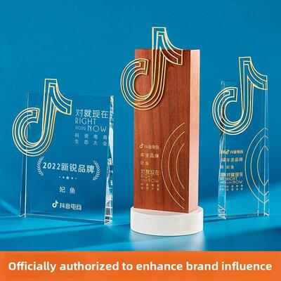 全新抖音嘉年华奖杯定制高端金属指挥官主播创意短视频水晶勋章定