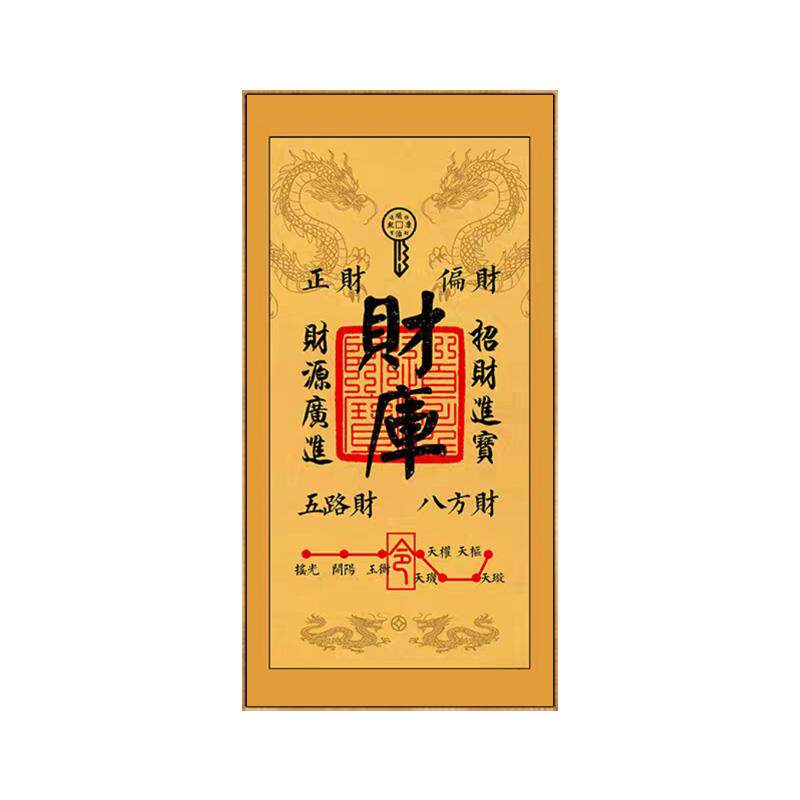 财库字画寓意好招财壁画玄关复古装饰画财源广进办公室竖版挂画