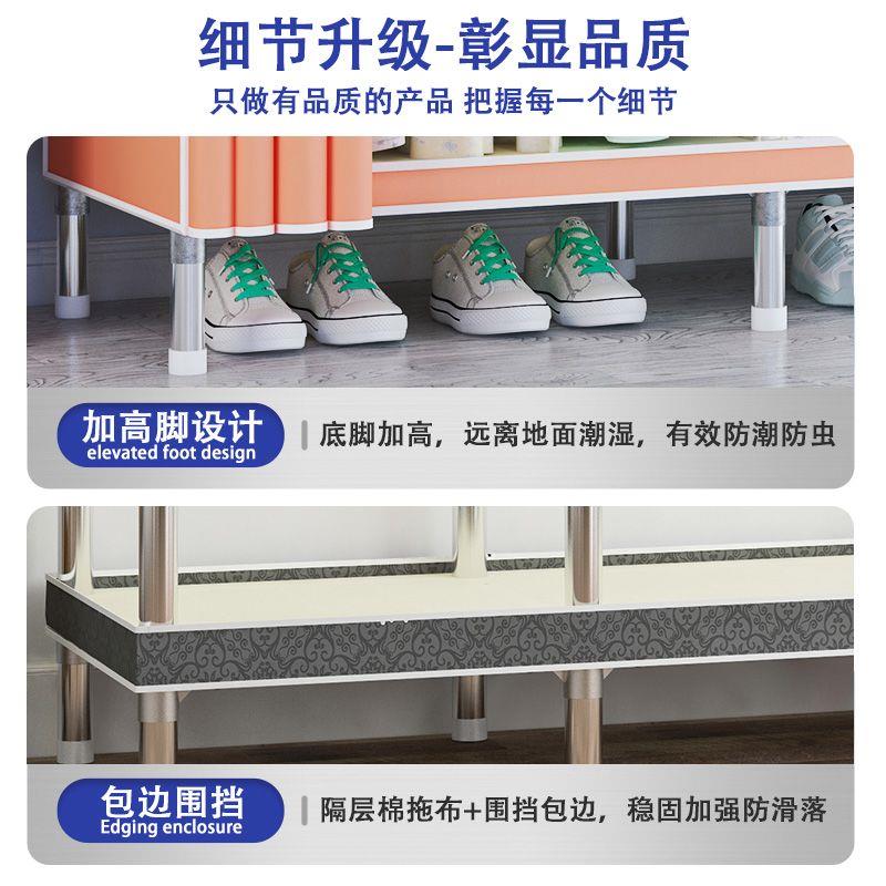 衣架落地带防尘罩承重强简易布衣柜家用卧室全钢出租房用钢管加粗