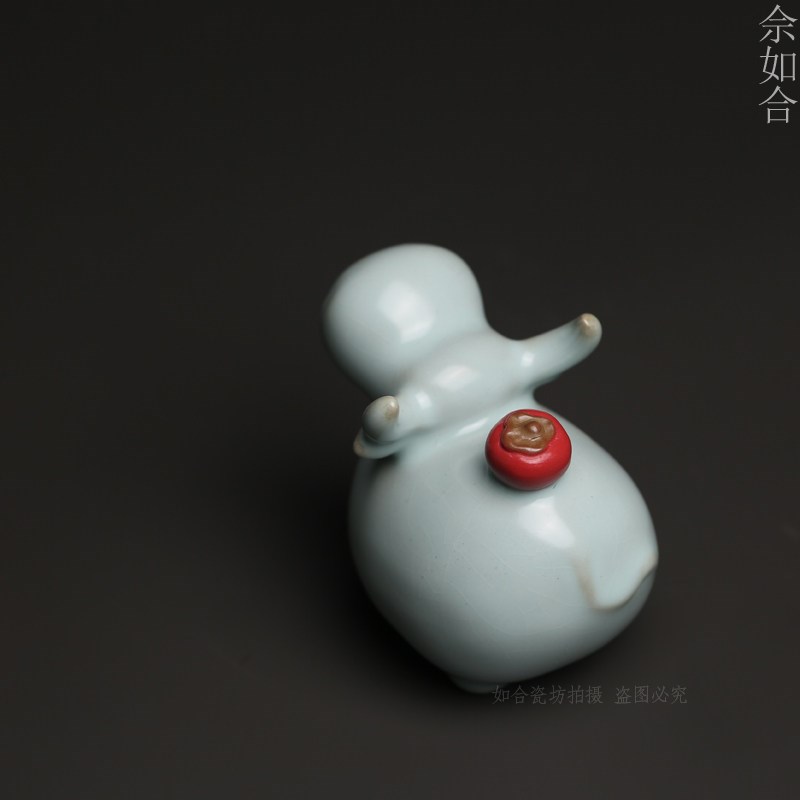 《牛柿-牛市》汝窑陶瓷开片茶宠茶玩摆件装饰家居小摆设送礼