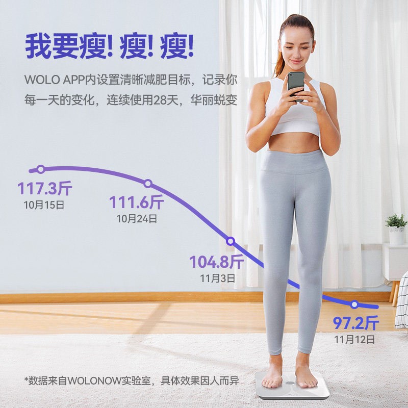 沃乐智能体脂秤精准家用体重称家庭电子秤蓝牙链接秤体质秤减肥秤
