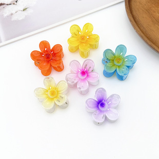 夏季新品渐变沙滩度假风鸡蛋花抓夹女薄荷曼波鲨鱼夹小号花朵