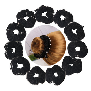 新款镶钻不倒绒发圈金丝绒带钻头饰盘发点钻绒布大肠圈韩版发饰