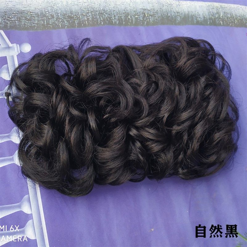 假发真人发旗袍盘发器新娘盘头拉花大号花苞卷发包发圈蓬松复古