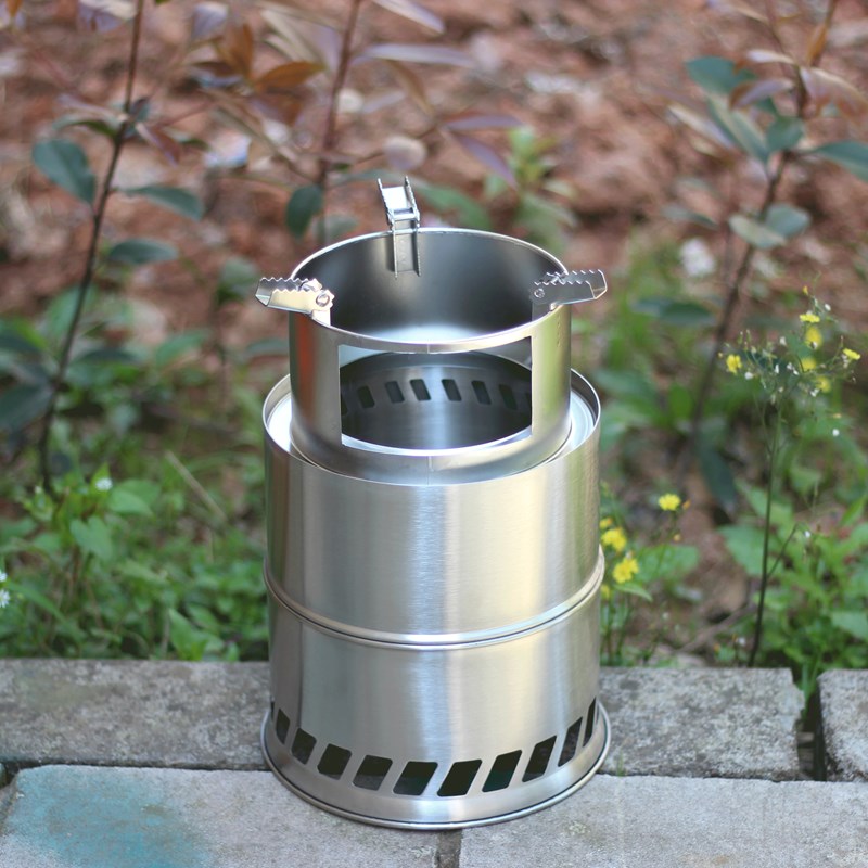 包邮户外柴火炉分体折叠野炊炉具木柴便携式防风酒精炉木柴气化柴