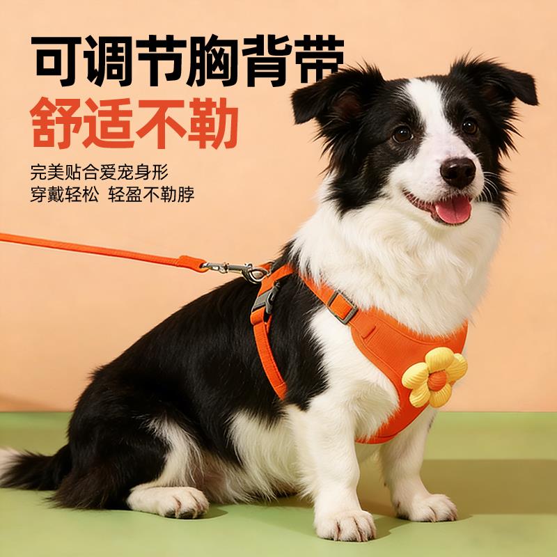 狗狗边牧牧羊犬专用胸背牵引绳马鞍背心式背带遛狗牵狗绳衣服幼犬