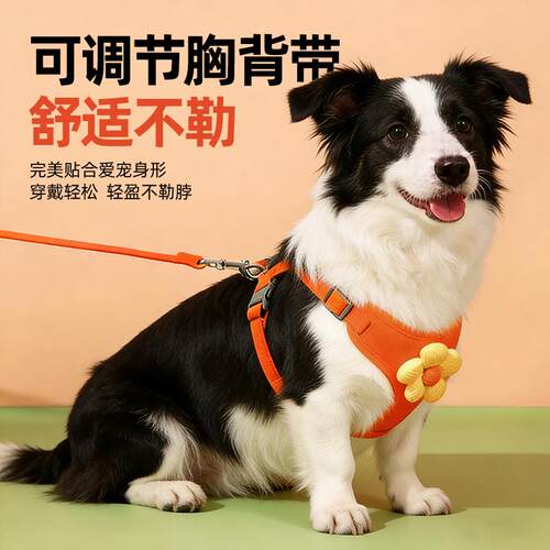狗狗边牧牧羊犬专用胸背牵引绳马鞍背心式背带遛狗牵狗绳衣服幼犬