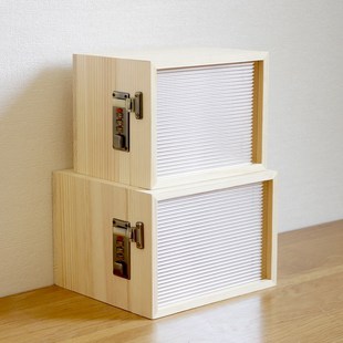 实木透明带密码锁存钱罐收纳盒压岁钱儿童储蓄罐新款只进不出钱箱