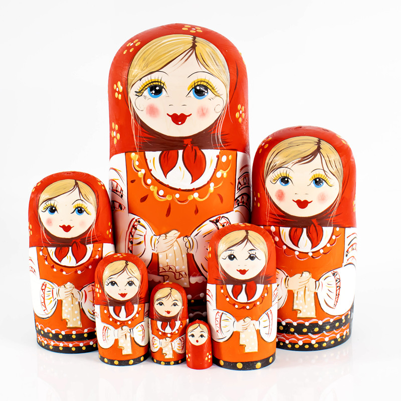 俄罗斯套娃7层经典娃风干椴木纯手工儿童益智玩具摆件情人节礼物,特色手工艺,俄罗斯特色,淘宝优惠券,粉丝福利购,淘宝优惠卷