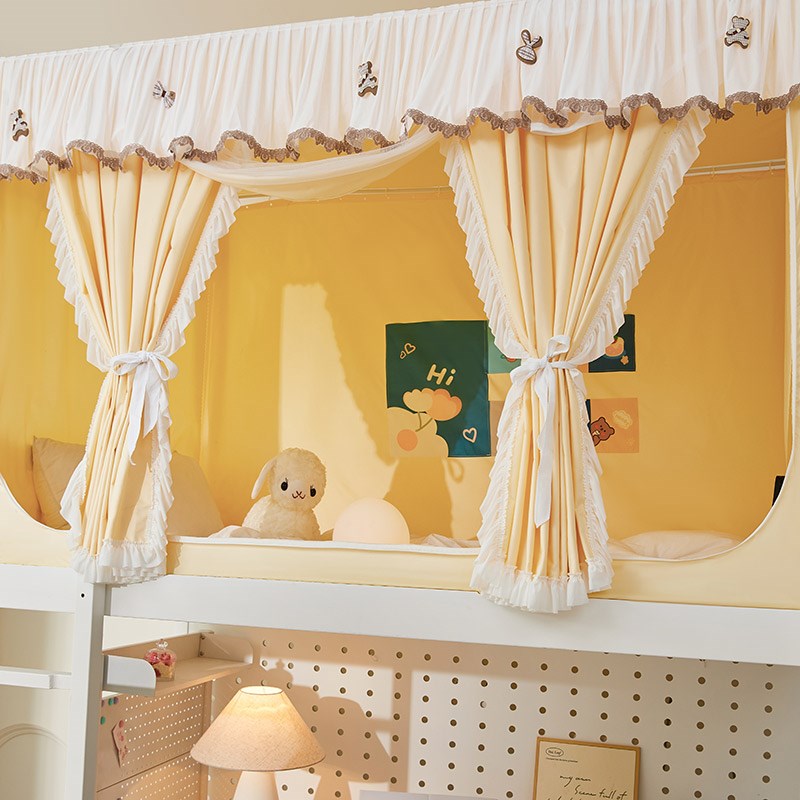 一体式床帘遮光蚊帐大学生宿舍专用全包封闭无涂层窗帘上下铺通用