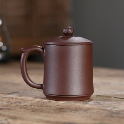 宜兴紫砂杯正宗紫砂壶茶杯带茶隔纯全手工办公室男女士刻字泡茶杯