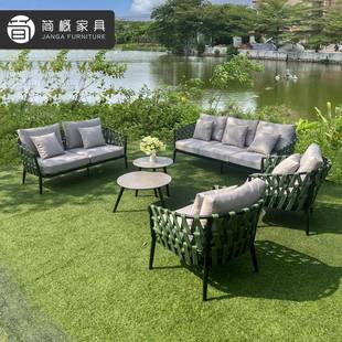 室露晒台花闲园庭院防水防藤编沙发户外公园家用简约休IID外家具