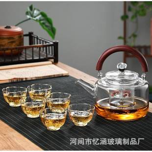 厂家直销星空珠梁壶端磁吸提壶加厚玻量大联系璃煮茶高壶蒸梁煮双