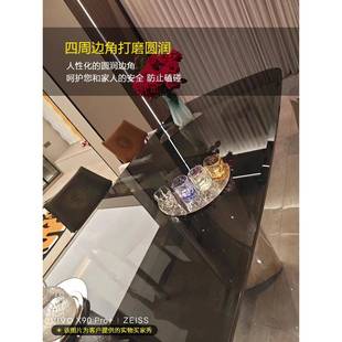 极简化玻璃餐桌轻奢家用小户型979饭桌意长方形不钢餐桌 钢W7锈式