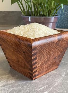 红木摆件老式缅甸花梨米斗米升精致实木米斗收纳大果紫檀榫卯结构