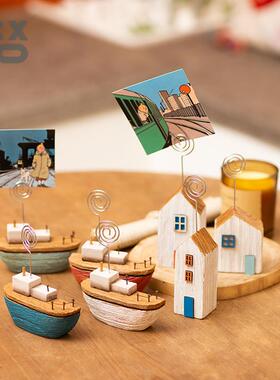 YBOX洋盒子房子/木船/鱼尾造型便利贴夹现代海洋风多色桌面装饰摆