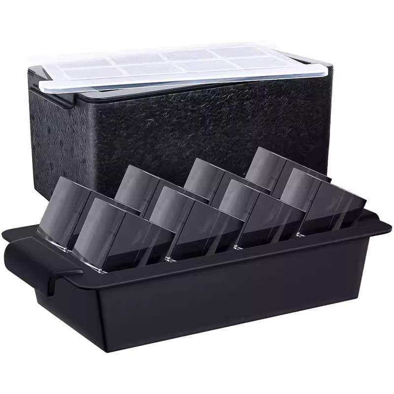 8连高透明无气泡冰球冰条方形钻石冰格酒吧威士忌矽胶大冰块模具